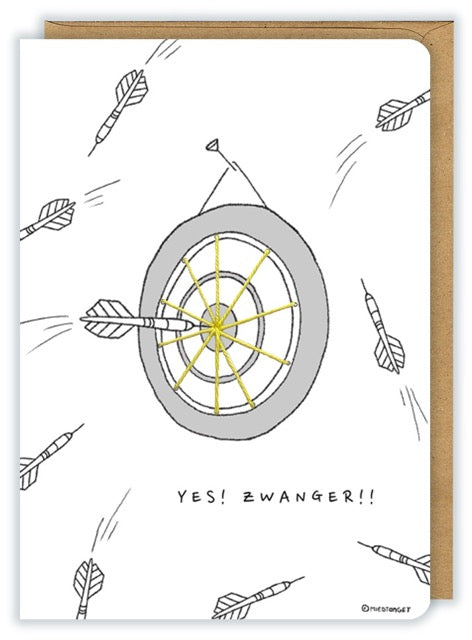 Zwanger | Wenskaart 'Darts'