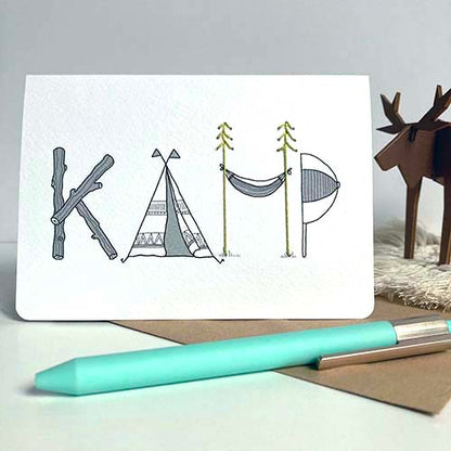 Op kamp | Wenskaart 'Kamp'